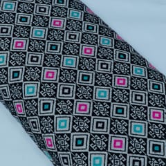Black and White Abstract Design Cotton Blend Jacqaurd Fabric