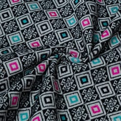 Black and White Abstract Design Cotton Blend Jacqaurd Fabric