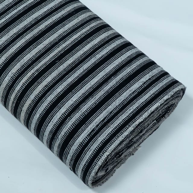 Black and Grey Stripe Design Cotton Blend Jacquard Fabric