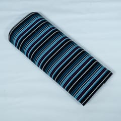 Black Base Blue and Purple Stripe Design Cotton Blend Jacquard Fabric