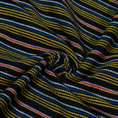 Black, Yellow and Red Stripe Design Cotton Blend Jacquard Fabric