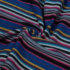 Black Base MultiColor Stripe Design Cotton Blend Jacquard Fabric