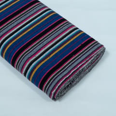 Black Base MultiColor Stripe Design Cotton Blend Jacquard Fabric