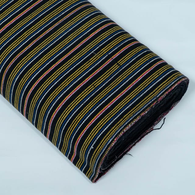 Black, Yellow and Red Stripe Design Cotton Blend Jacquard Fabric
