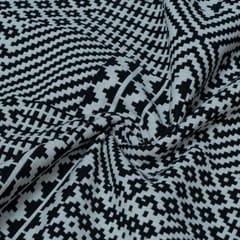 Black and White Cotton Blend Jacquard Fabric