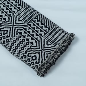 Black and White Cotton Blend Jacquard Fabric
