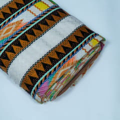 White and MultiColor Cotton Acrylic Jacquard Fabric