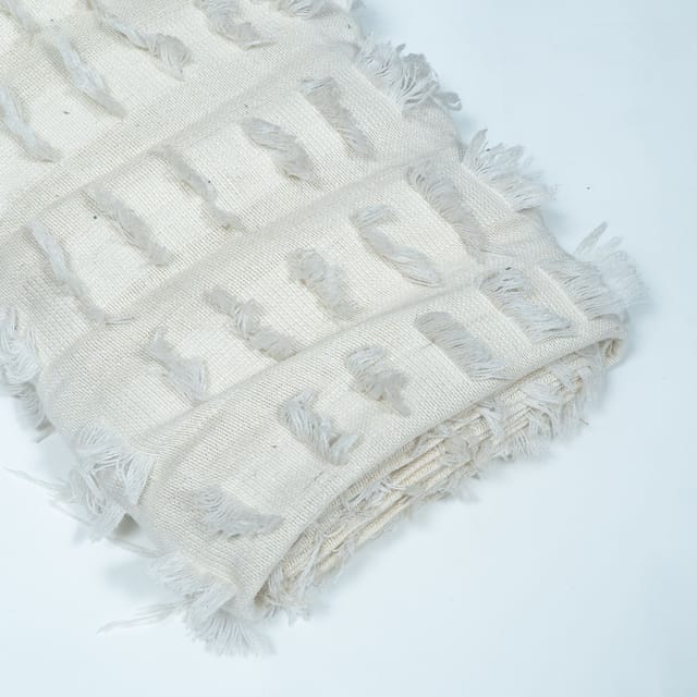 White Tuffting Design Cotton Fabric