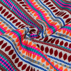 Maroon Capsule Design Cotton Acrylic Jacquard Fabric