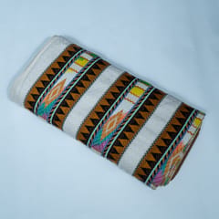 White and MultiColor Cotton Acrylic Jacquard Fabric