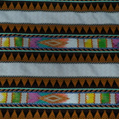 White and MultiColor Cotton Acrylic Jacquard Fabric