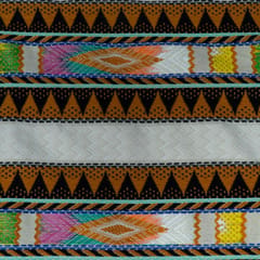 White and MultiColor Cotton Acrylic Jacquard Fabric