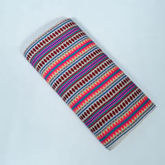 Maroon Capsule Design Cotton Acrylic Jacquard Fabric