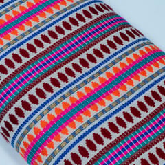 Maroon Capsule Design Cotton Acrylic Jacquard Fabric
