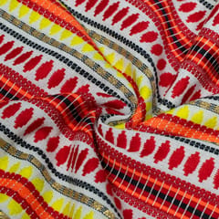 Red Capsule Design Cotton Acrylic Jacquard Fabric