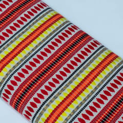 Red Capsule Design Cotton Acrylic Jacquard Fabric