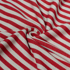 White and Red Stripe Cotton Jacquard Fabric