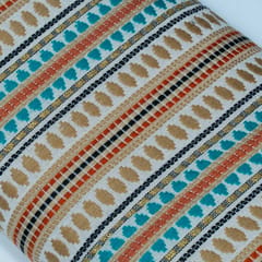 Green and Beige Capsule Design Cotton Acrylic Jacquard Fabric