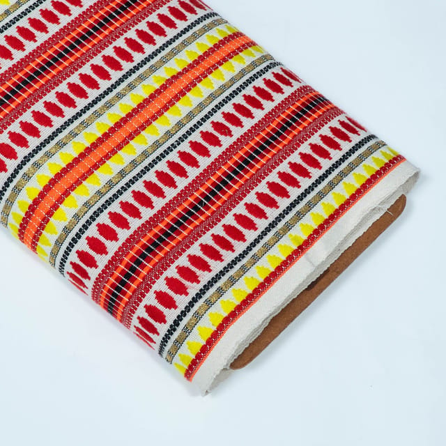 Red Capsule Design Cotton Acrylic Jacquard Fabric
