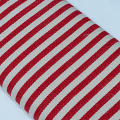White and Red Stripe Cotton Jacquard Fabric
