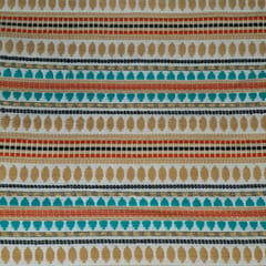 Green and Beige Capsule Design Cotton Acrylic Jacquard Fabric
