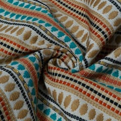 Green and Beige Capsule Design Cotton Acrylic Jacquard Fabric