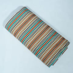 Green and Beige Capsule Design Cotton Acrylic Jacquard Fabric