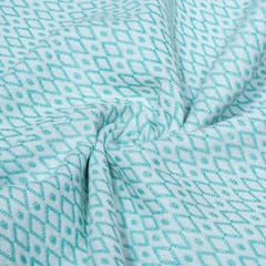 Sky Blue and White Small Design Cotton Jacquard Fabric