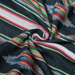 Black and MultiColor Lightweight Cotton Jacquard Fabric