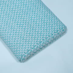 Sky Blue and White Small Design Cotton Jacquard Fabric