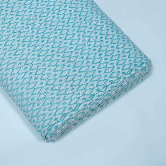 Sky Blue and White Small Design Cotton Jacquard Fabric
