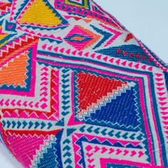 MultiColor Geometric Design Cotton Acrylic Jacquard Fabric