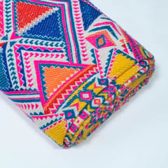 MultiColor Geometric Design Cotton Acrylic Jacquard Fabric