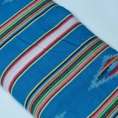Blue and MultiColor Lightweight Cotton Jacquard Fabric