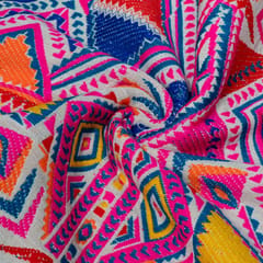 MultiColor Geometric Design Cotton Acrylic Jacquard Fabric