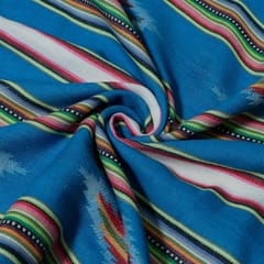 Blue and MultiColor Lightweight Cotton Jacquard Fabric