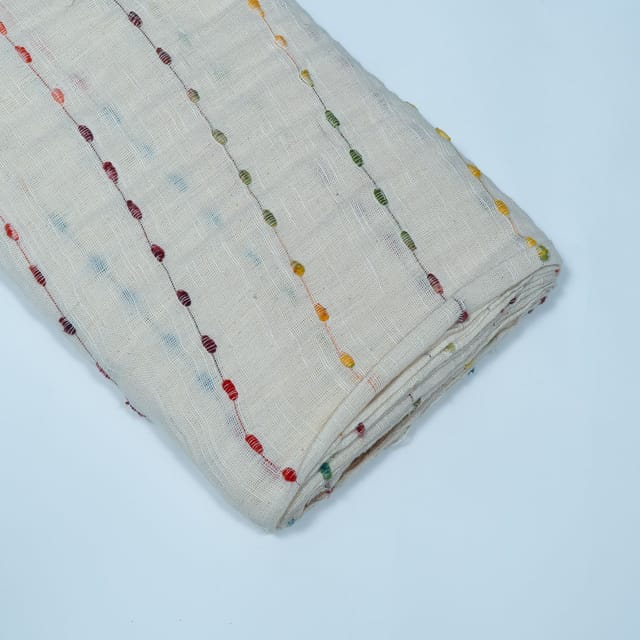Off White Dobby Cotton Jacquard Fabric
