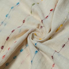 Off White Dobby Cotton Jacquard Fabric