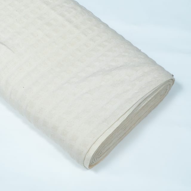 Off White Textured Cotton Jacquard Fabric
