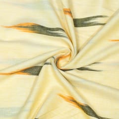 Green and Yellow Chevron Design Cotton Ikat Fabric
