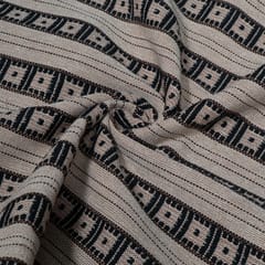 Beige and Black Stripe Design Cotton Blend Jacquard Fabric