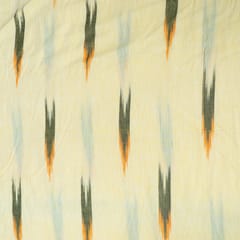 Green and Yellow Chevron Design Cotton Ikat Fabric
