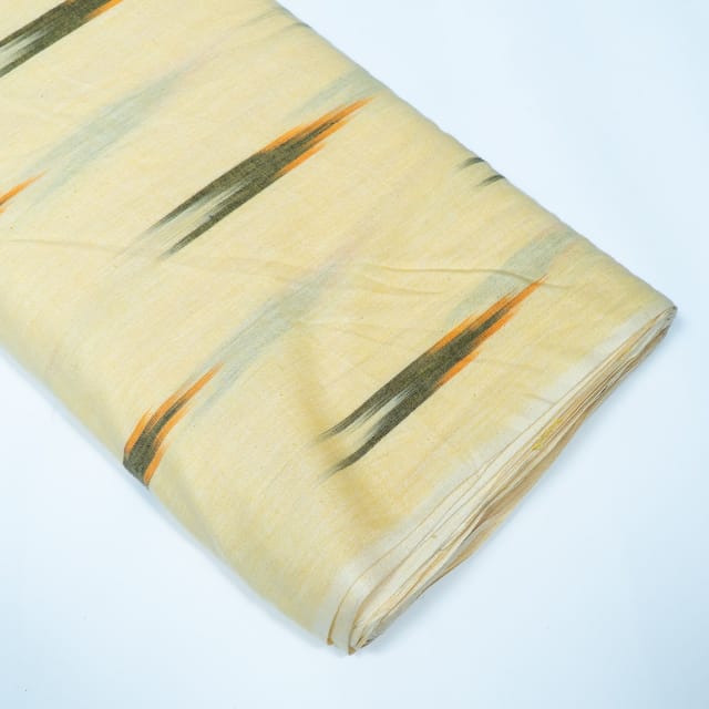 Green and Yellow Chevron Design Cotton Ikat Fabric