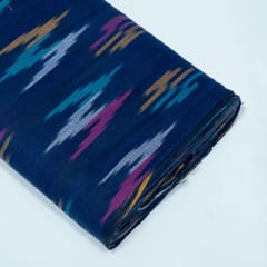Cream and Green Design Cotton Ikat Fabric