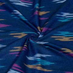 Cream and Green Design Cotton Ikat Fabric
