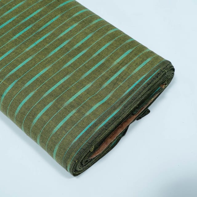 Green and Blue Stripe Design Cotton Ikat Fabric