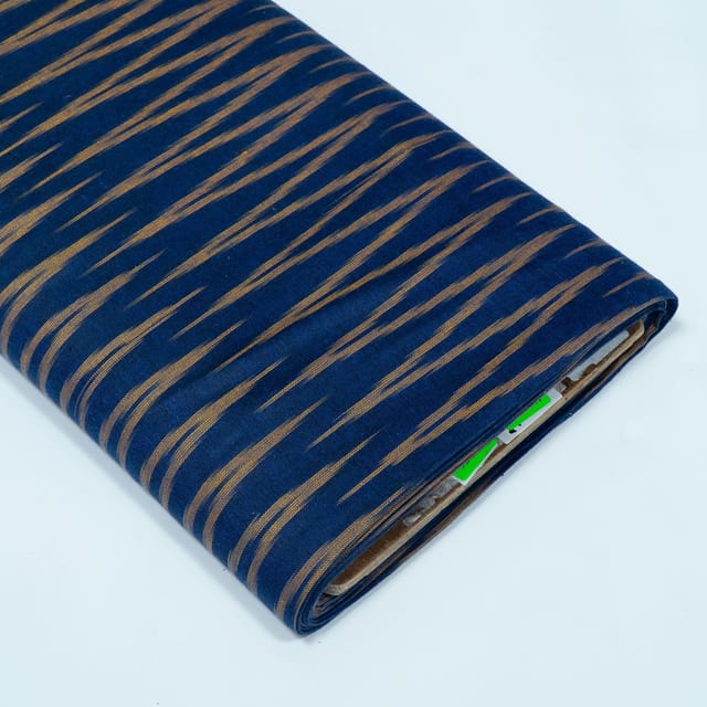 Blue and Yellow Chevron Design Cotton Ikat Fabric