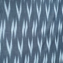 Grey and White Design Cotton Ikat Fabric
