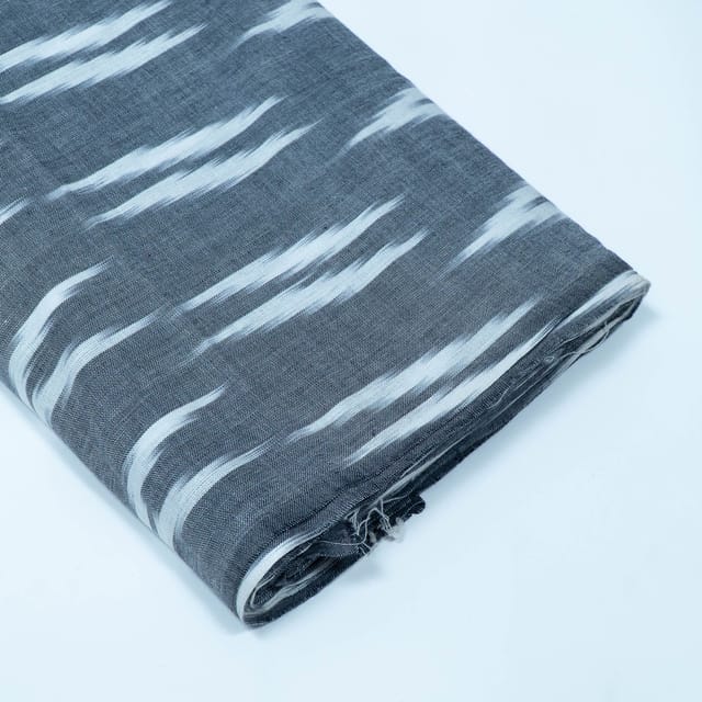 Grey and White Design Cotton Ikat Fabric