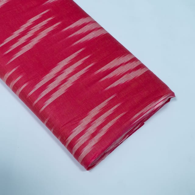 Pink and White Design Cotton Ikat Fabric